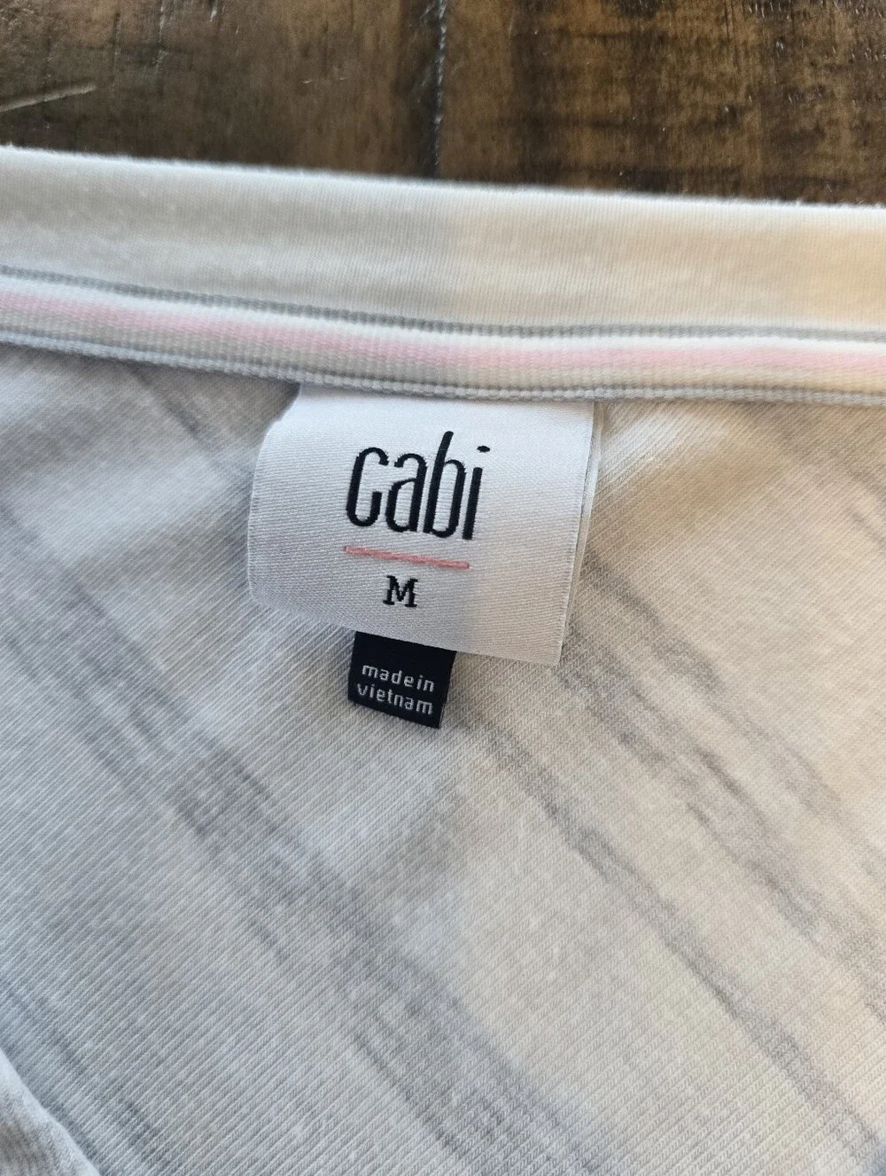 Cabi ATC Habit Tee Heather Gray White Stripe Long Sleeve Oversized Top M